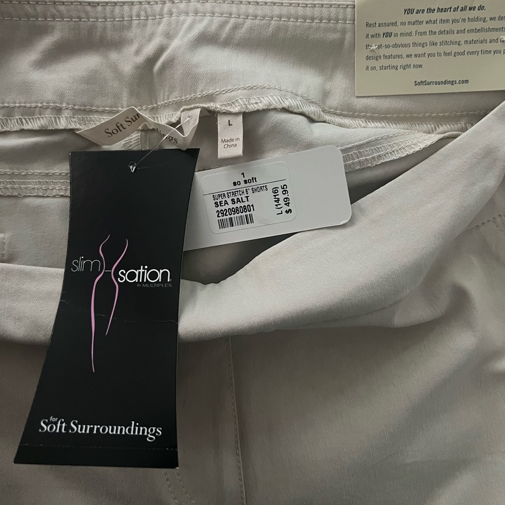 Soft Surroundings Cream Stretch Shorts - Picture 4 of 4